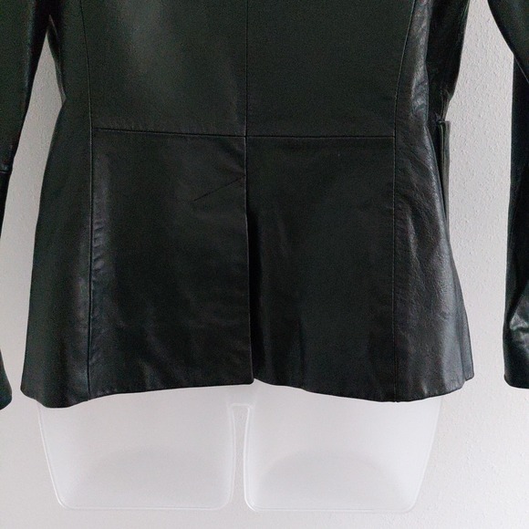 GAP Leather Blazer Black Jacket Women's Size 6 VTG Y2K Classic Minimalist Chic - Picture 6 of 15